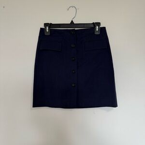 Theory Navy Blue Button Front Skirt 2